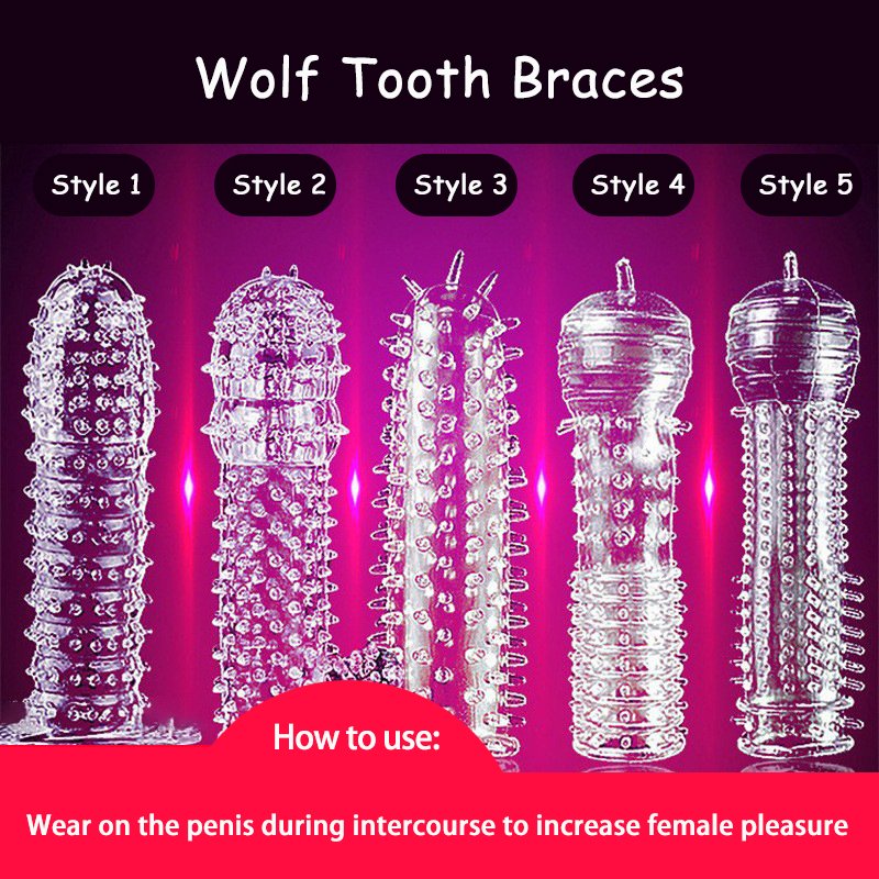 Transparent stretchy penis sleeve with stud and spike texture